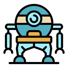 Poster - One eye robot icon. Outline one eye robot vector icon color flat isolated