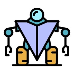 Sticker - Guard robot icon. Outline guard robot vector icon color flat isolated