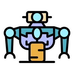 Poster - Toy robot icon. Outline toy robot vector icon color flat isolated