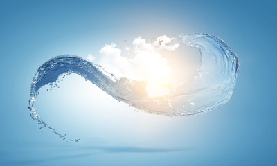 Water splash on blue background