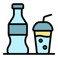 Poster - Soda bottle cup icon. Outline soda bottle cup vector icon color flat isolated