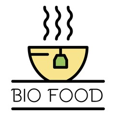 Sticker - Bio food logo. Outline bio food vector logo color flat isolated