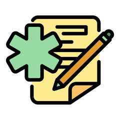 Poster - Medical form icon. Outline medical form vector icon color flat isolated