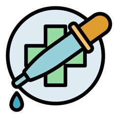 Poster - Eyedropper and cross icon. Outline eyedropper and cross vector icon color flat isolated