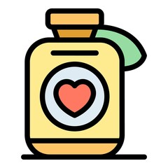 Wall Mural - Heart medication icon. Outline heart medication vector icon color flat isolated