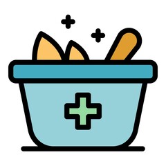 Poster - Medicine basket icon. Outline medicine basket vector icon color flat isolated
