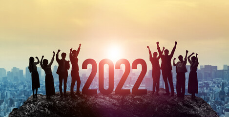 Poster - 2022年イメージ　ビジネス向け年賀状素材　喜ぶ人々