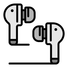 Poster - Bluetooth earphones icon. Outline bluetooth earphones vector icon color flat isolated