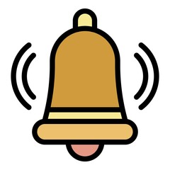 Poster - Bell ringing icon. Outline bell ringing vector icon color flat isolated