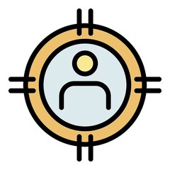 Poster - Person in target icon. Outline person in target vector icon color flat isolated