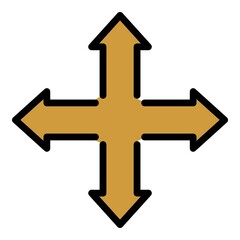 Poster - Four direction arrows icon. Outline four direction arrows vector icon color flat isolated