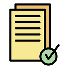 Poster - Documents approved icon. Outline documents approved vector icon color flat isolated