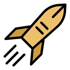 Poster - rocket in flight icon. outline rocket in flight vector icon color flat isolated
