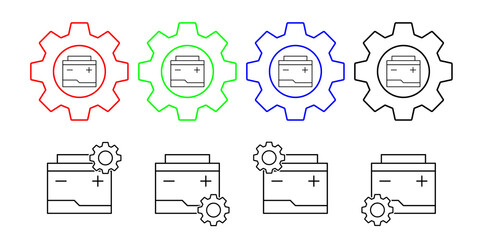 Poster - Battery, energy vector icon in gear set illustration for ui and ux, website or mobile application
