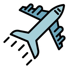 Poster - Airplane icon. Outline airplane vector icon color flat isolated
