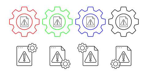 Poster - File, document, warning, exclamation point vector icon in gear set illustration for ui and ux, website or mobile application