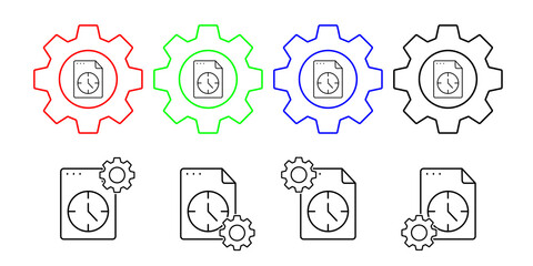 Poster - File, document, clock vector icon in gear set illustration for ui and ux, website or mobile application