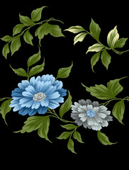 illustration of beautiful aster flowers - natural background or wallpaper