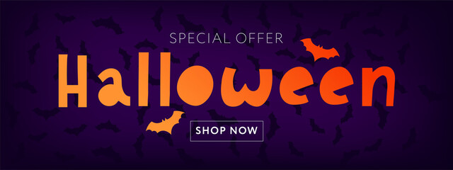 Canvas Print - Happy Halloween Text Banner Lettering Holiday Special offer Shop Now