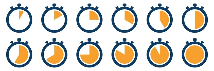 Wall Mural - stopwatch icon set, timers symbol. countdown timers icon. cooking timer. vector illustration