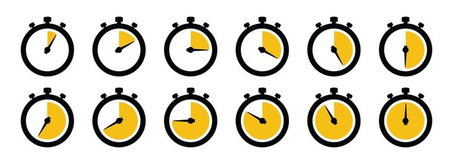 Wall Mural - stopwatch icon set, timers symbol. countdown timers icon. cooking timer. vector illustration