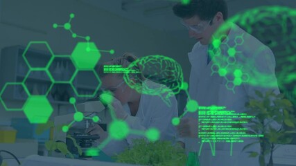 Poster - Animation of scientific data processing over group of scientist in laboratory