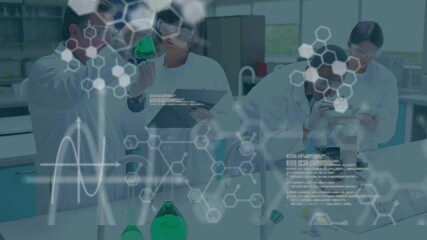 Poster - Animation of scientific data processing over group of scientist in laboratory