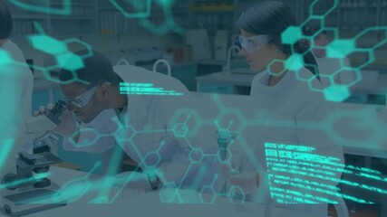 Poster - Animation of scientific data processing over group of scientist in laboratory