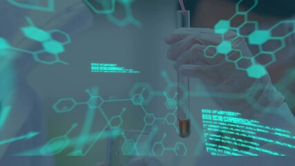 Poster - Animation of scientific data processing over scientist in laboratory