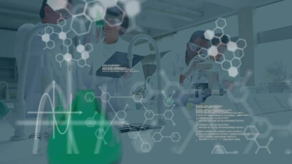 Poster - Animation of scientific data processing over group of scientist in laboratory
