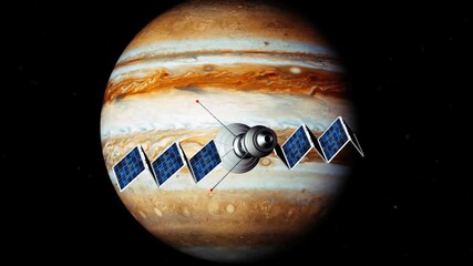Wall Mural - a space probe flies to jupiter (3d rendering)
