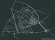 Detailed negative navigation urban street roads map on dark gray background of the quarter Vilich-Müldorf sub-district of the German capital city of Bonn, Germany