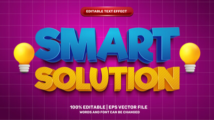 smart solution editable text effect for cartoon comic game title style template on yellow background