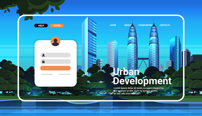 Poster - urban development website landing page template cityscape background horizontal