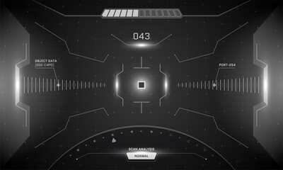 Fototapete - VR HUD game interface crosshair screen design. Futuristic sci-fi virtual reality view head up display visor concept. Abstract GUI UI digital technology control center dashboard panel. Eps