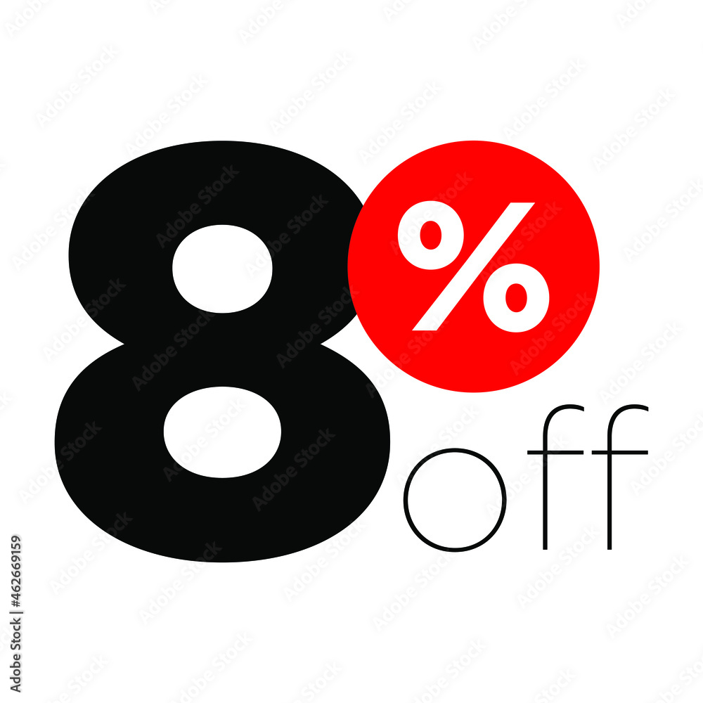8%. number eight percent off. modern font to use as a tag in digital ...