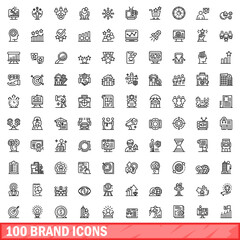 Poster - 100 brand icons set. outline illustration of 100 brand icons vector set isolated on white background