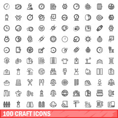 Poster - 100 craft icons set. outline illustration of 100 craft icons vector set isolated on white background