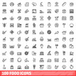© ylivdesign - 100 food icons set. Outline illustration of 100 food icons vector set isolated on white background