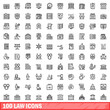 © ylivdesign - 100 law icons set. Outline illustration of 100 law icons vector set isolated on white background