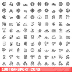 Poster - 100 transport icons set. outline illustration of 100 transport icons vector set isolated on white ba