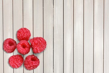 Wall Mural - Sweet ripe fresh delicious raspberry, organic food, vitamins.