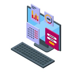 Poster - Seo computer icon isometric vector. Digital engine. Business data