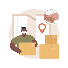 Fototapete - No-contact pick up and delivery abstract concept vector illustration. virus safe delivery, protected transport service, COVID-19 business tranformation, online grocery order abstract metaphor.