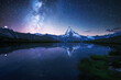 canvas print picture - Matterhorn bei Nacht