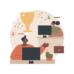 Poster - Office esport competition abstract concept vector illustration. Video game tournament, office fun, team competition, best player, battle arena, internet live streaming abstract metaphor.