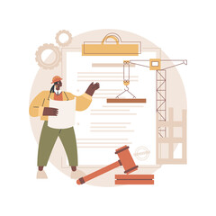 Poster - Building permit abstract concept vector illustration. Official approval, contractor service, property remodeling project, house blueprint, application form, real estate business abstract metaphor.