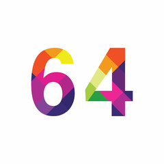 Colorful Number 64 vector design graphic symbol digit rainbow emblem icon graphic emblem