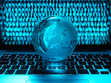 Globe Illustrating The World On A Laptop Computer With Screen Been Infected By A Cyber Attack