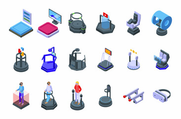 Poster - Vr platform icons set isometric vector. Augmented reality. Digital virtual